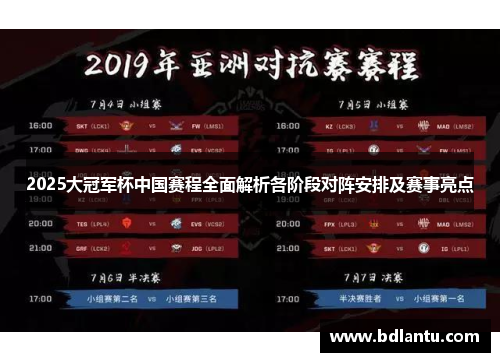 2025大冠军杯中国赛程全面解析各阶段对阵安排及赛事亮点